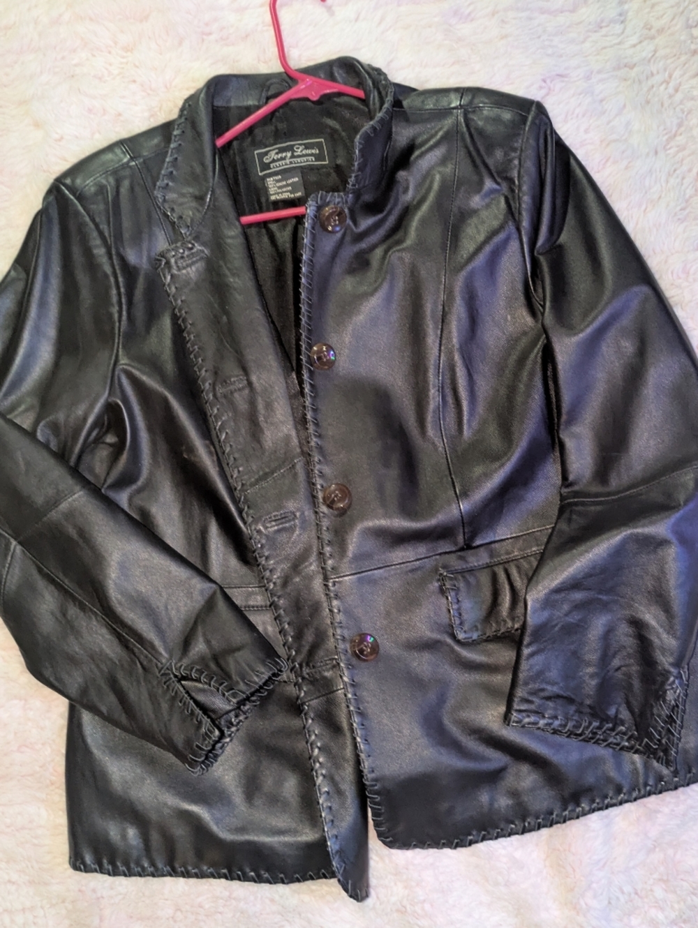 Jerry Lewis Black Leather Button-Up Jacket